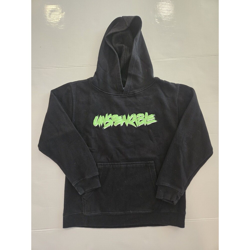 Unspeakable Kids Black Pullover Hoodie M Graphic Logo Kangaroo Pocket